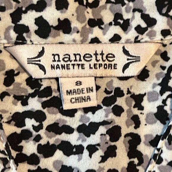 Nanette Lapore Black & White Animal Print Sleeveless Dress w/Tie Waist Size 8 - Picture 3 of 7